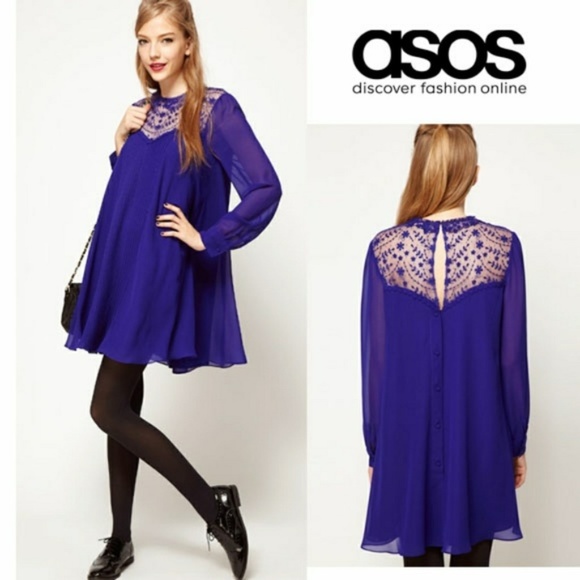 ASOS Dresses & Skirts - ASOS Swing Dress With Inset Lace Peter Pan Collar